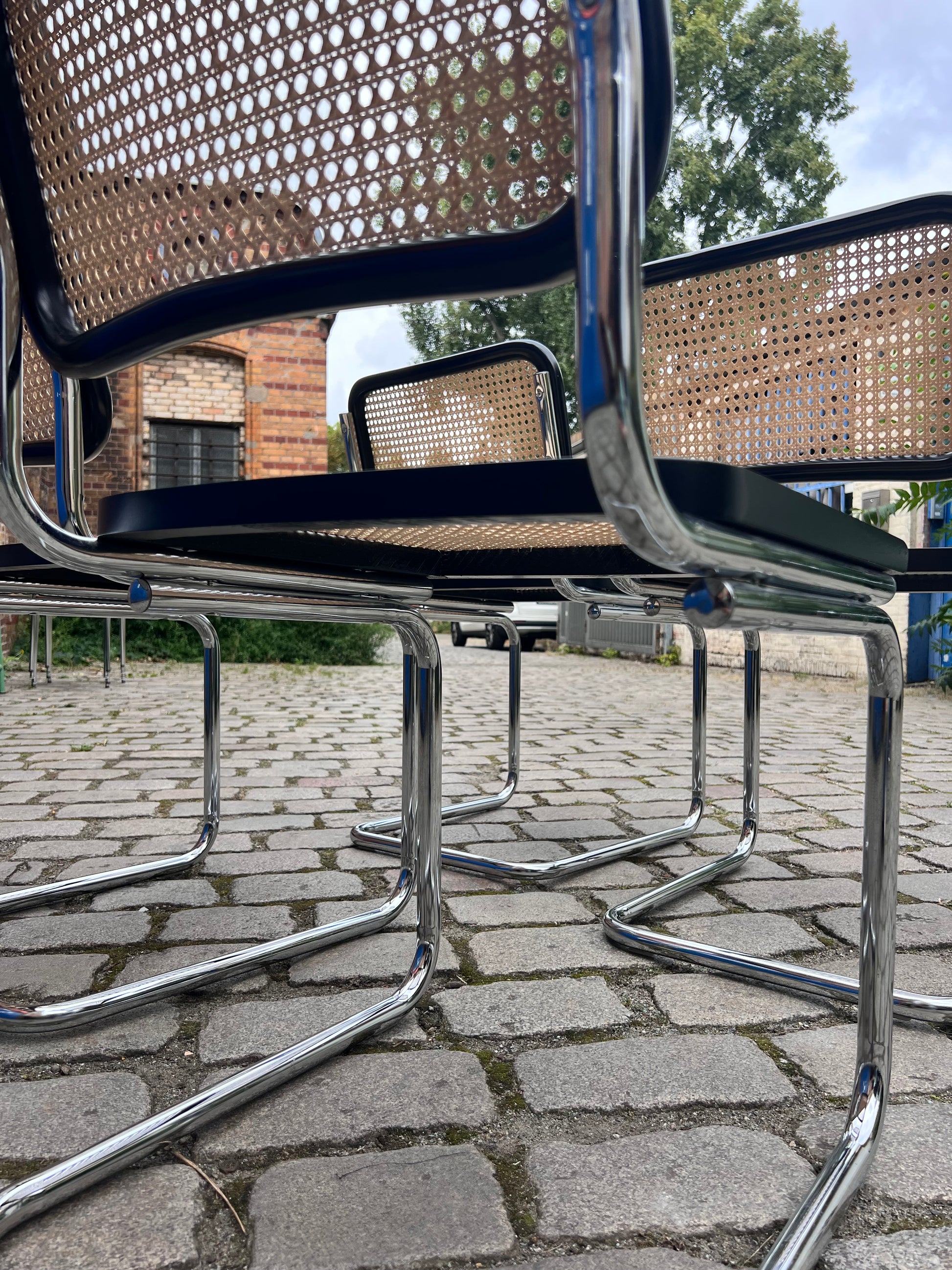Set: 4x Freischwinger Wiener Geflecht