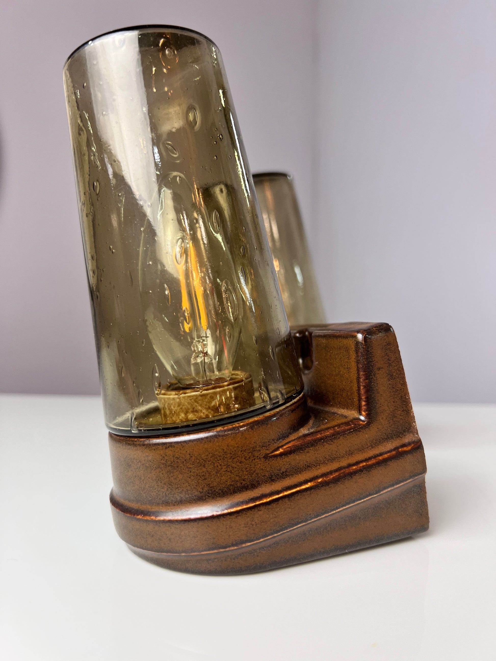 Set: 2x Wandlampe Modell 6080 Rauchglas von Sigvard Bernadotte für Ifö