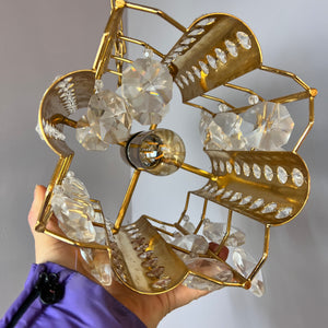 Hängelampe Messing Kristalle von Palwa