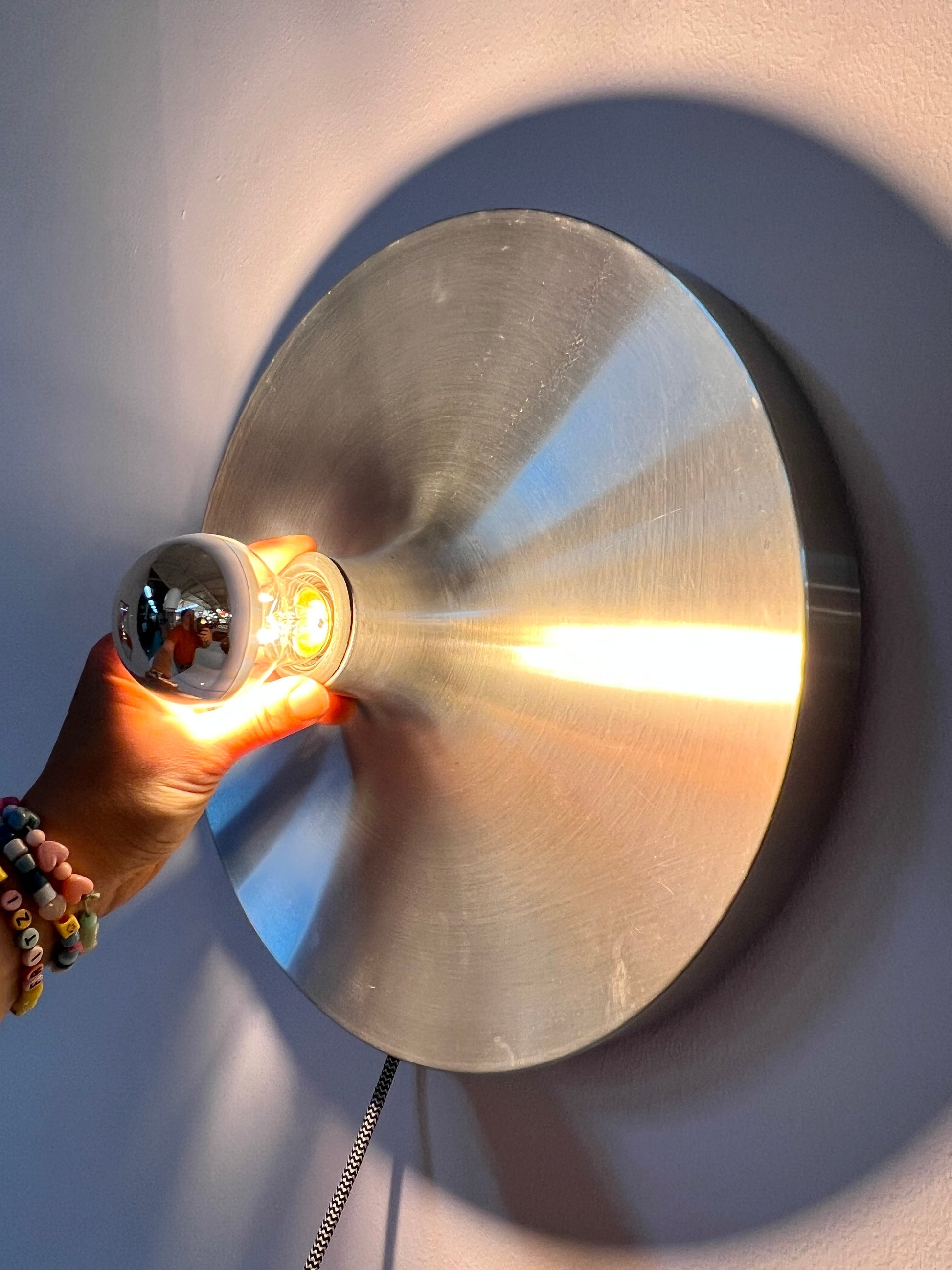 Wandlampe Diskus Aluminium gebürstet