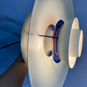 Lamellenlampe PH5 weiß blau von Poul Henningsen für Louis Poulsen