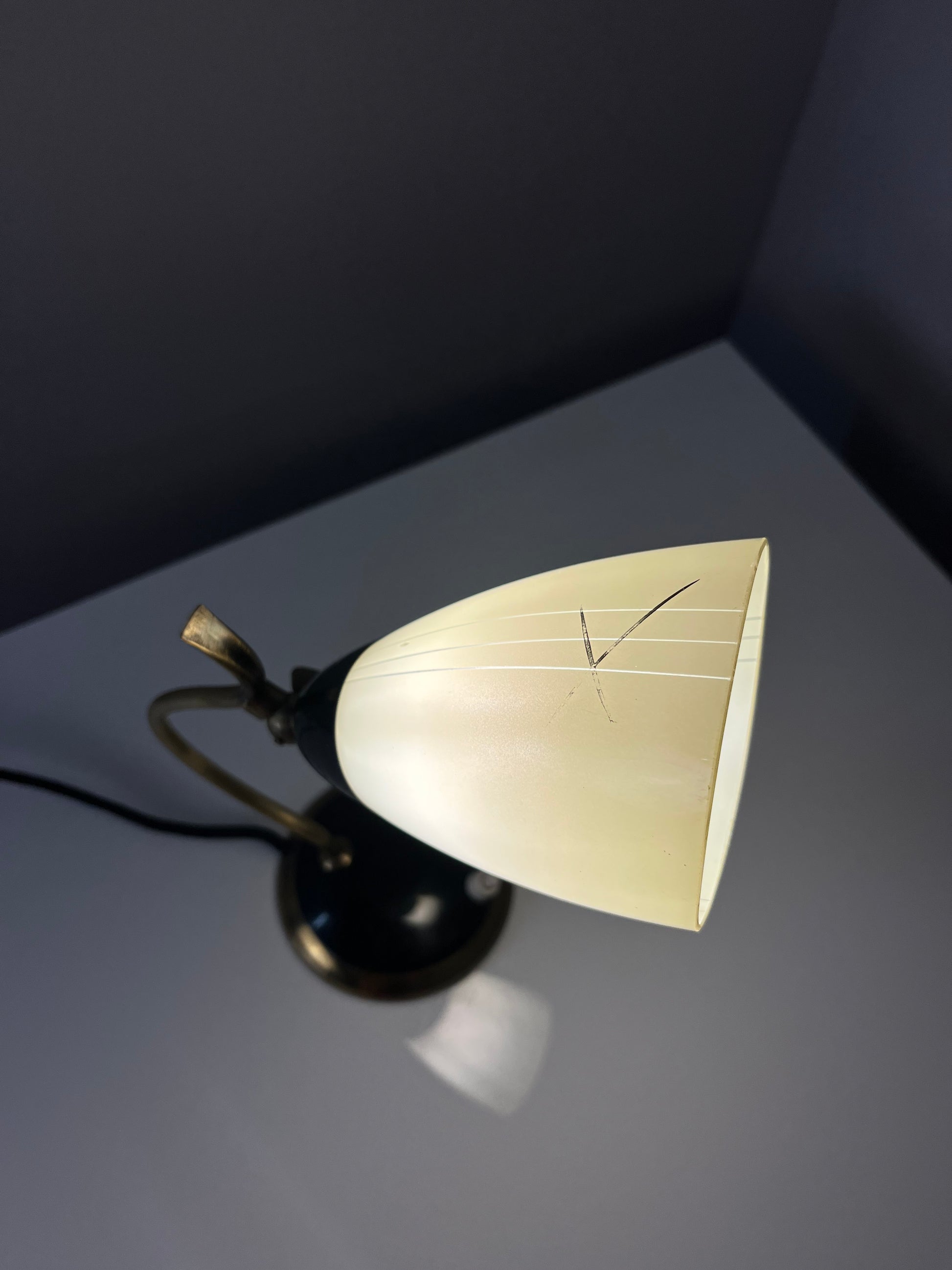 Tischlampe Messing Glas