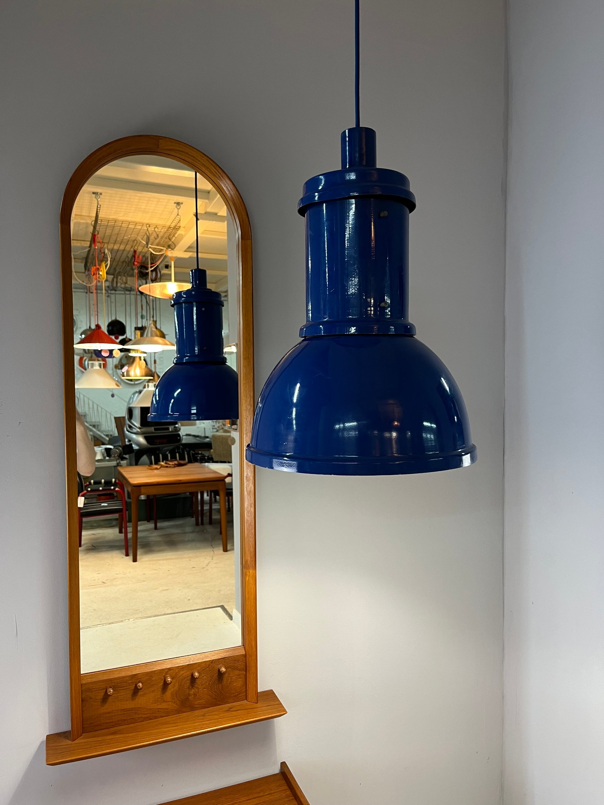 Industrielampe blau Metall