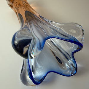 Vase hellblau Glas von Josef Hospodka für Chřibská Sklárna