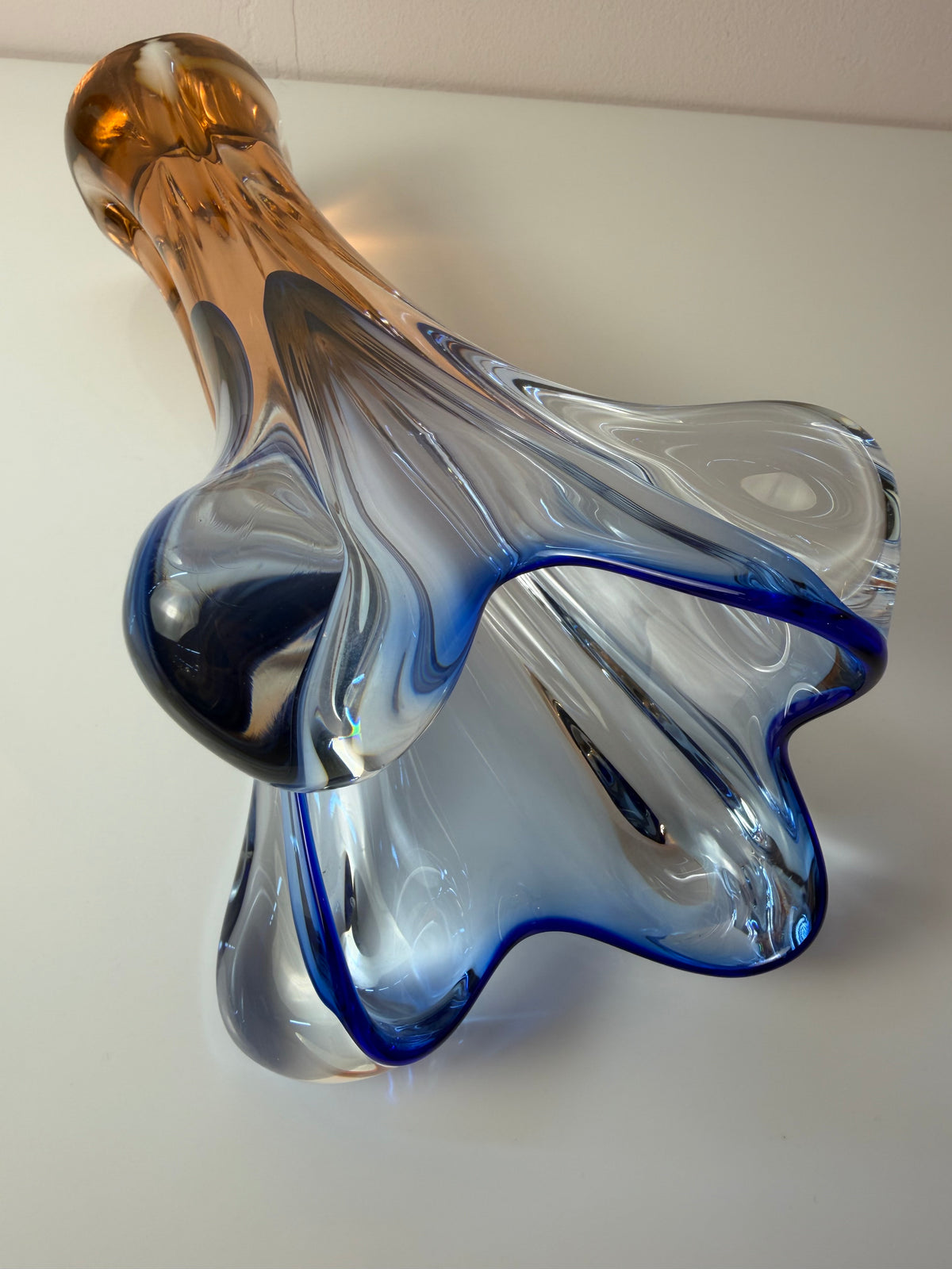 Vase hellblau Glas von Josef Hospodka für Chřibská Sklárna