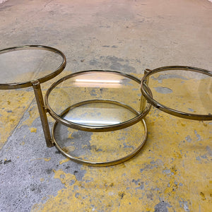 Runder Couchtisch Messing Glas mit drehbaren Tischplatten