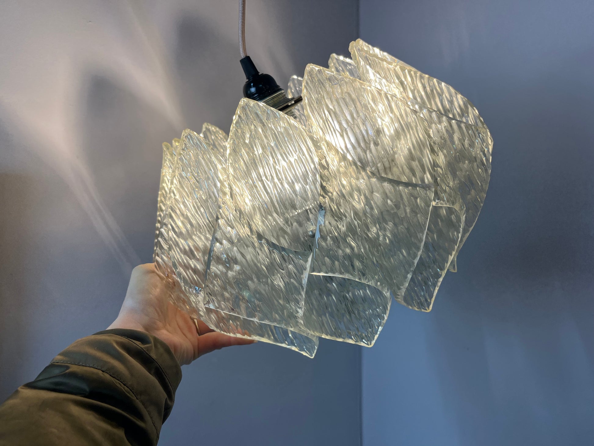 Hängelampe Lucite Eisglas von Marbach Leuchten