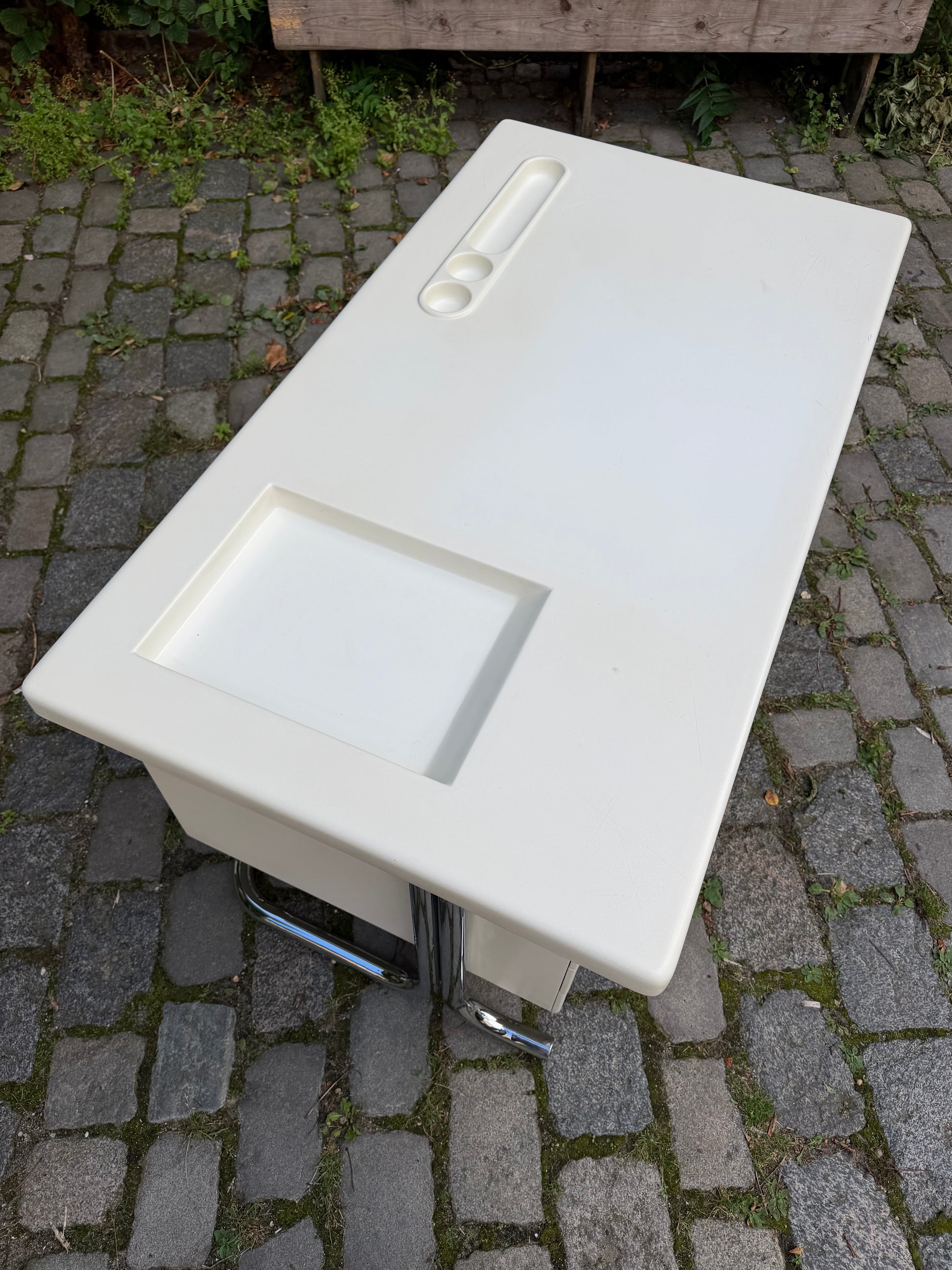 Schreibtisch weiß Fiberglas Chrom von 2 INN Lissone