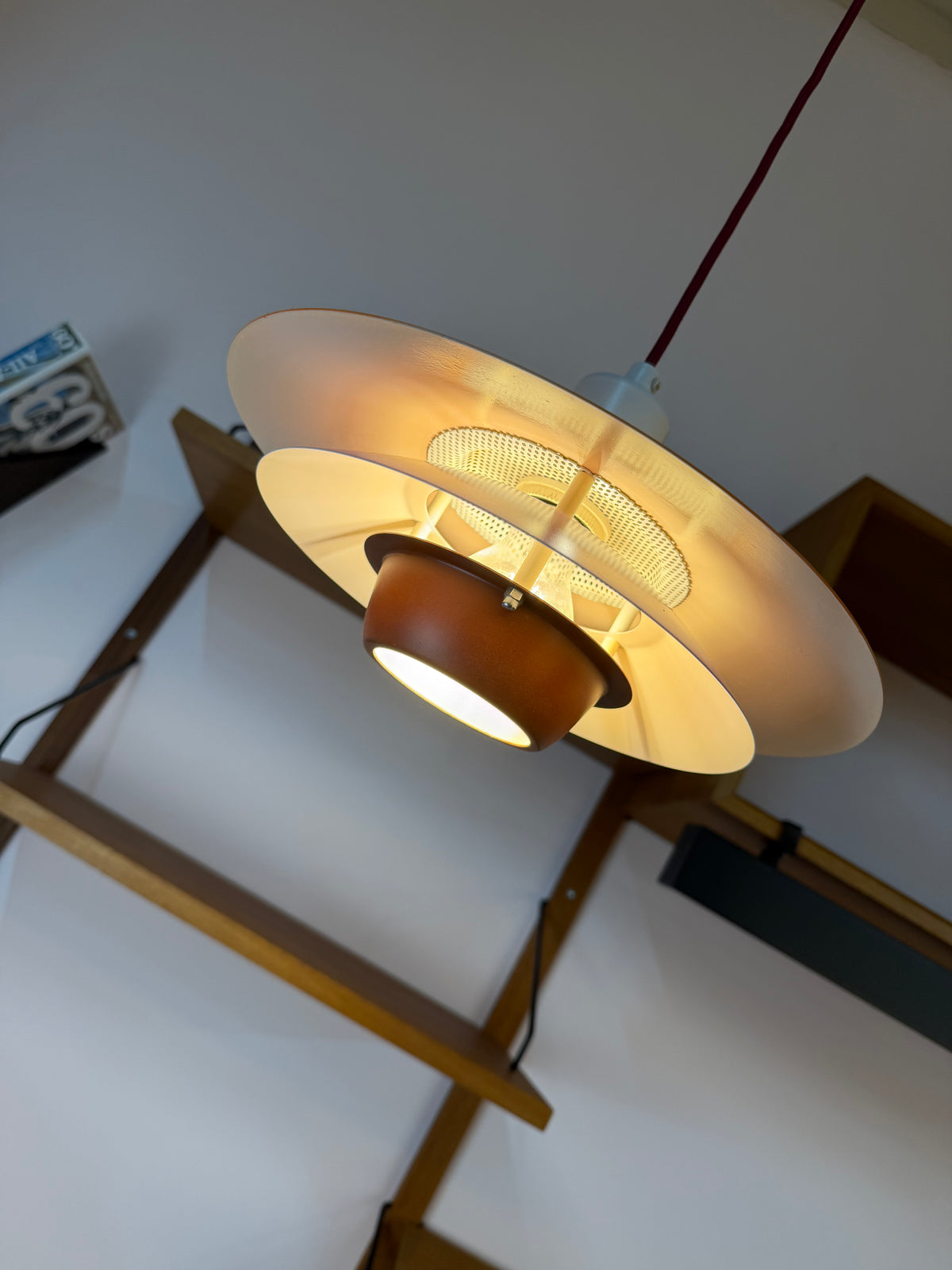 Lamellenlampe neu lackiert orange lila aus Dänemark