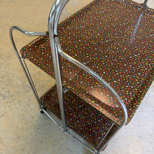 Dinette Servierwagen mit Blümchen und Chrom