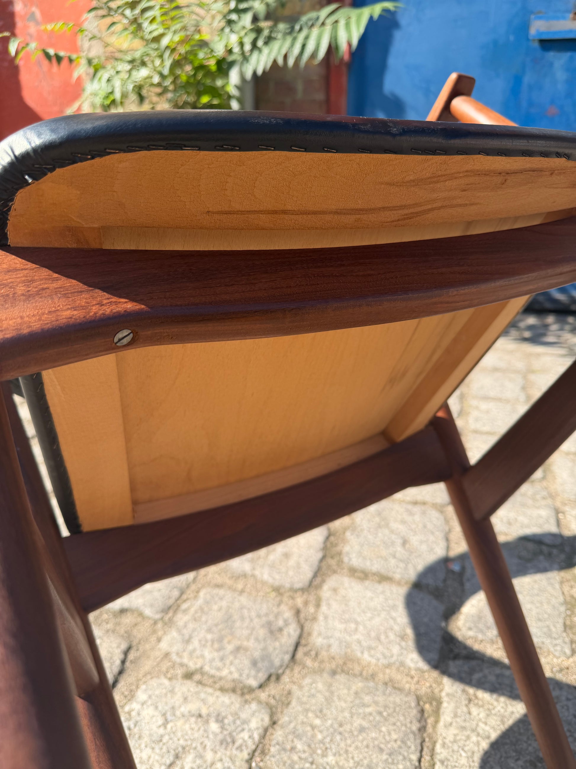 Armlehnstuhl Modell 213 Teak Leder von Thomas Harlev Model für Farstrup