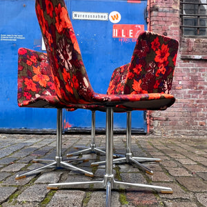 Set: 4x Drehstuhl rot floral von EKA Wohnmöbel