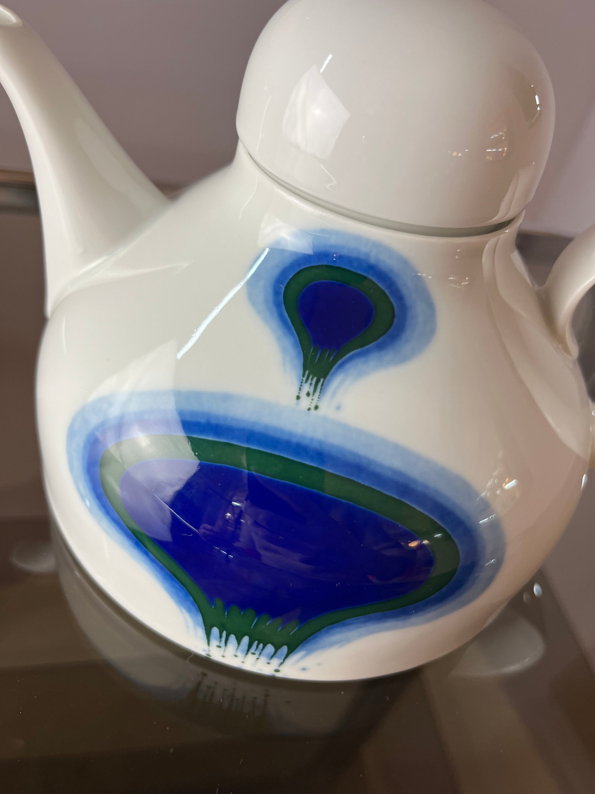 Set: Teekanne und Zuckerdose Form F PoP Art blau weiß von Fürstenberg