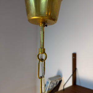 Hängelampe Messing Glas von Carl Fagerlund für Orrefors