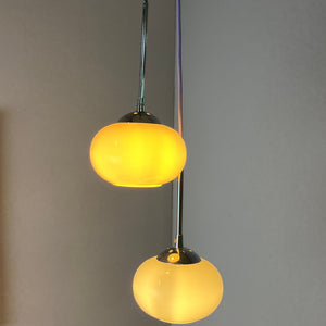 Hängelampe weiß Glas Chrom mit Stab