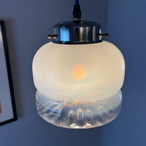 Hängelampe weiß gelb Muranoglas von Mazzega