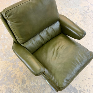 Swing Chair grün Echtleder Chrom von Reinhold Adolf & Hans Jürgen Schröpfer für COR