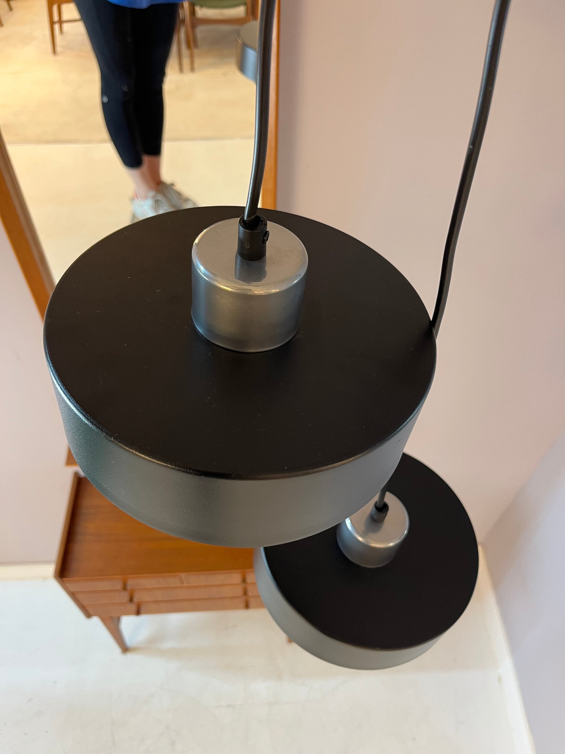 Hängelampe schwarz Chrom mit Gitter