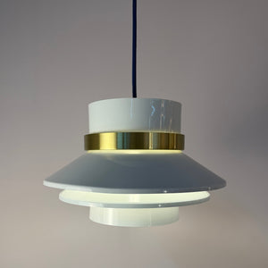 Lamellenlampe Hochglanz weiß Messing aus Dänemark