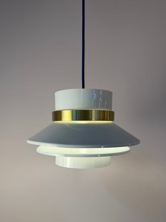 Lamellenlampe Hochglanz weiß Messing aus Dänemark