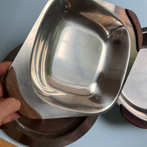 Set: 3x Tablett Stainless Steel mit Palisander Griffen aus Dänemark