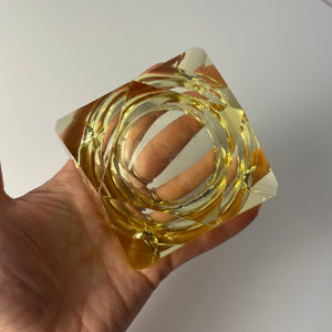 Aschenbecher gelb Kristallglas