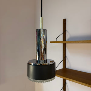 Hängelampe Modell 5024 Strukturglas Chrom von Staff