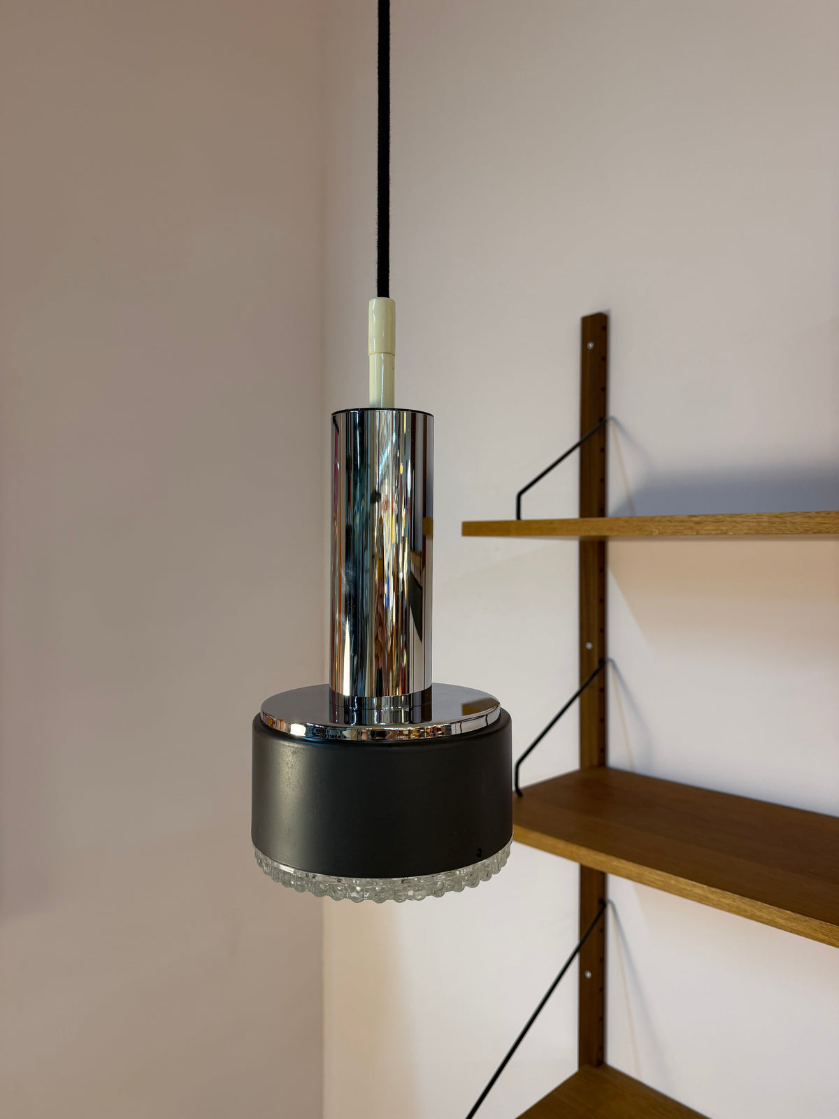 Hängelampe Modell 5024 Strukturglas Chrom von Staff