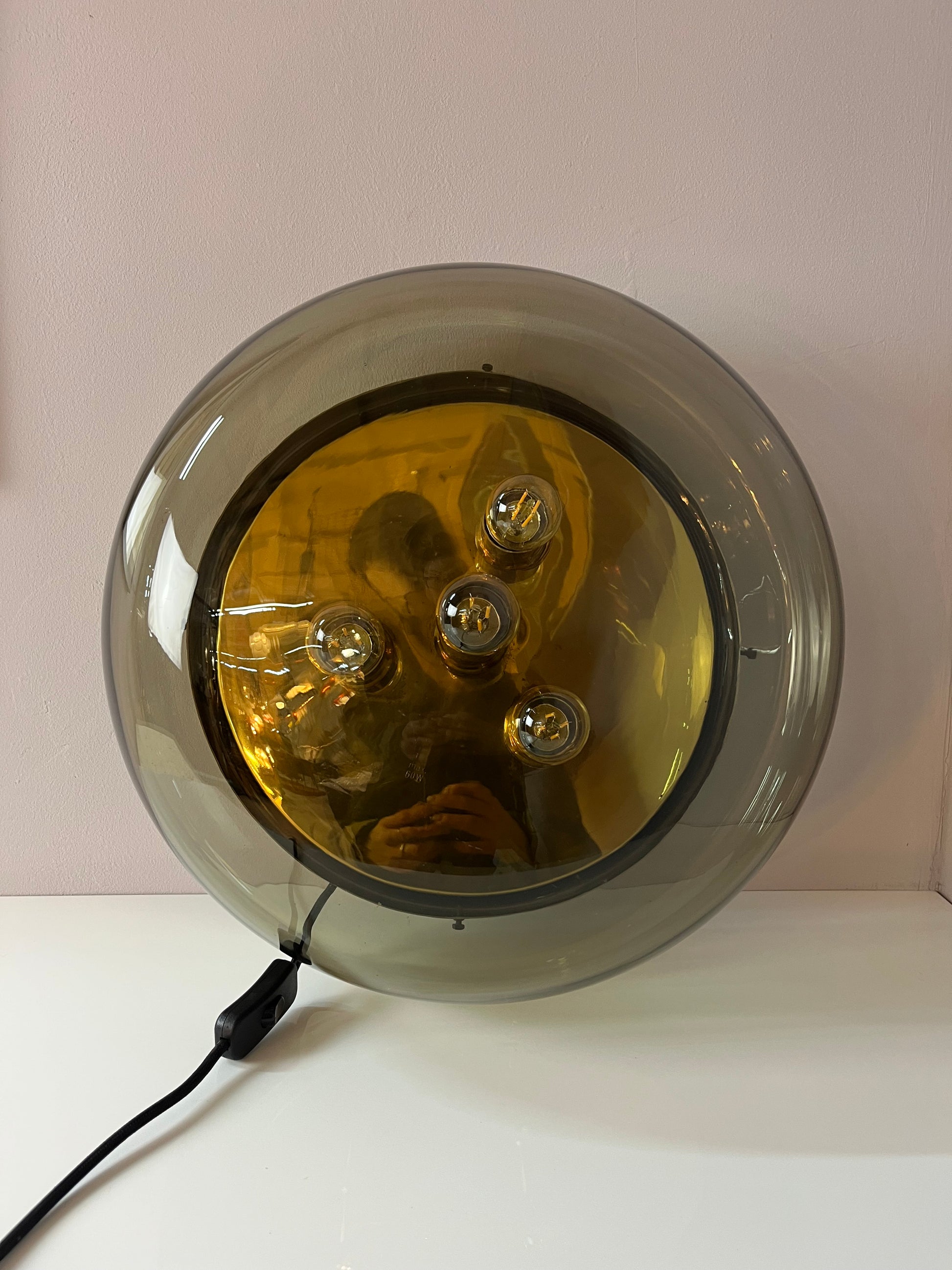 Wand-/ Deckenlampe Messing Rauchglas von Kaiser Leuchten