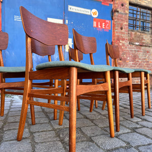 Set: 6x Esszimmerstuhl grau Teak neu gepolstert