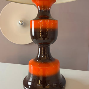 Tischlampe orange braun Keramik aus Westdeutschland