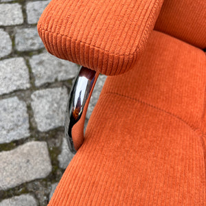 Sessel orange Cord Chrom mit Ottomane von pol international