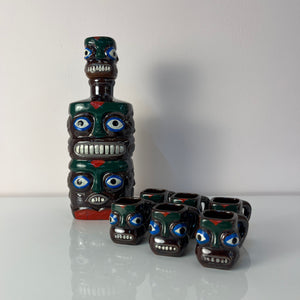 Set: Tiki Schnapsdekanter & 6 Becher