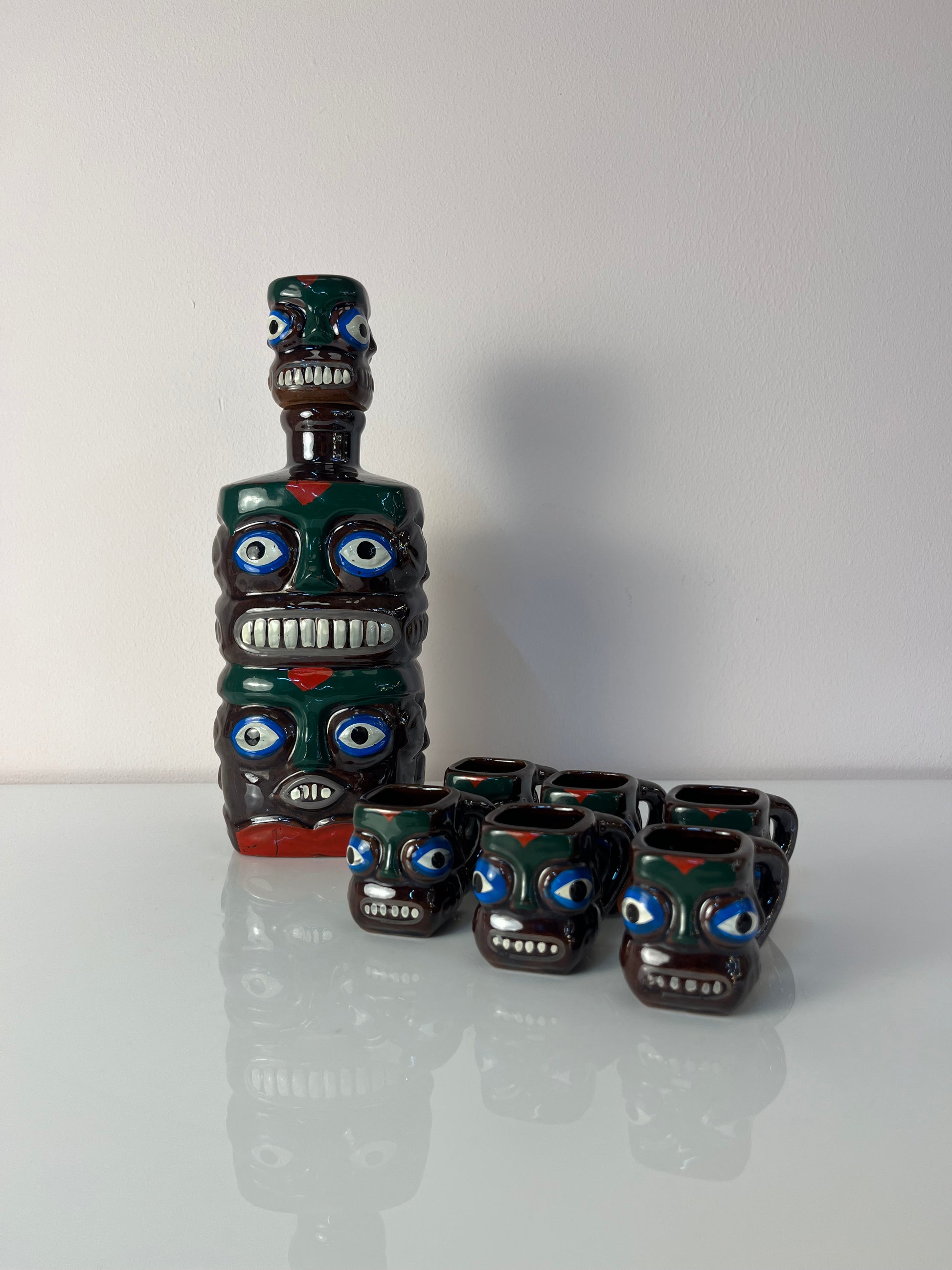 Set: Tiki Schnapsdekanter & 6 Becher