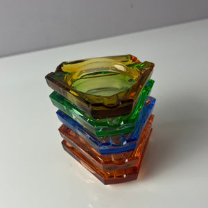 Set: 5 Aschenbecher pastell Glas