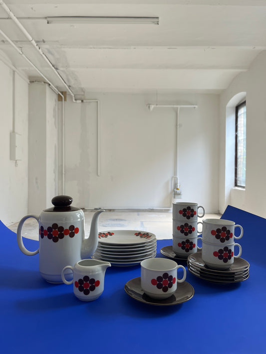 Kaffeeservice weiß braun rot von Seltmann Weiden