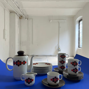 Kaffeeservice weiß braun rot von Seltmann Weiden