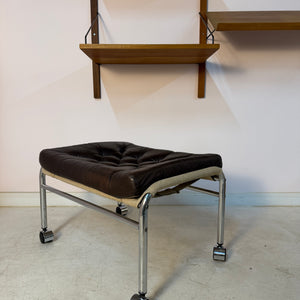 Hocker Modell Bore dunkelbraun Chrom von Noboru Nakamura für IKEA
