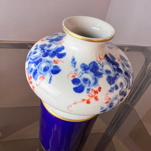 Vase blau weiß Porzellan von Unterweissbach