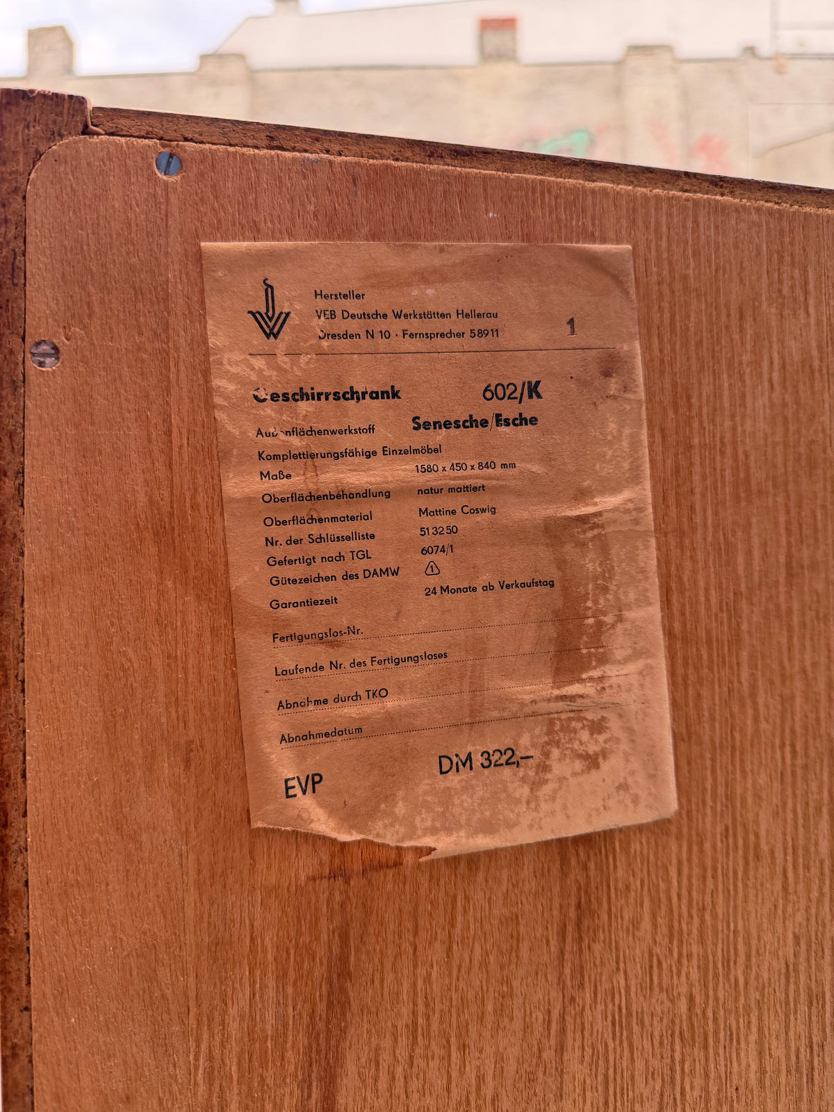 Sideboard Typ 602/K Esche von Franz Ehrlich für Hellerau