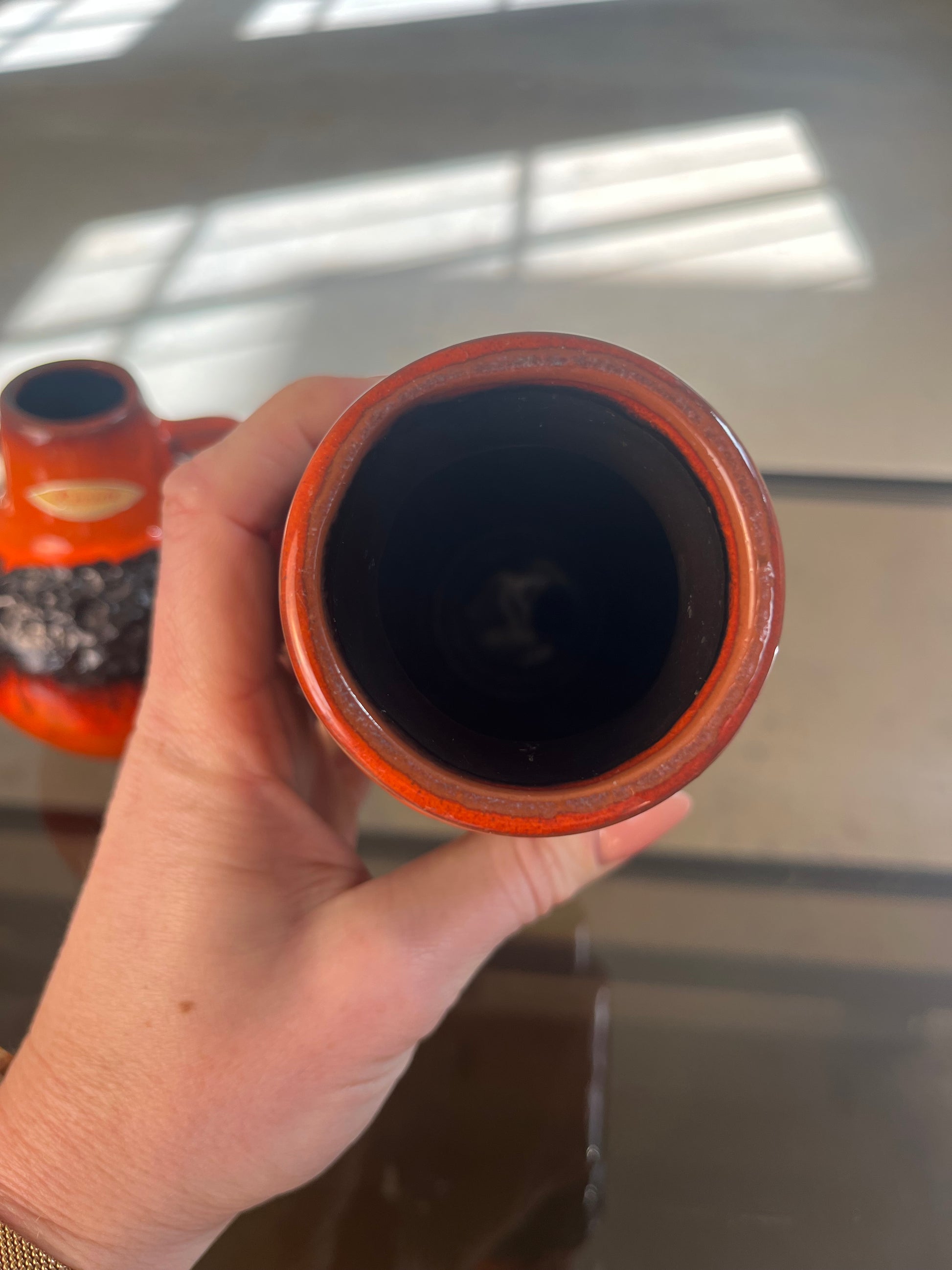 Set: 2x Vase Fat Lava orange schwarz von Kreutz Keramik