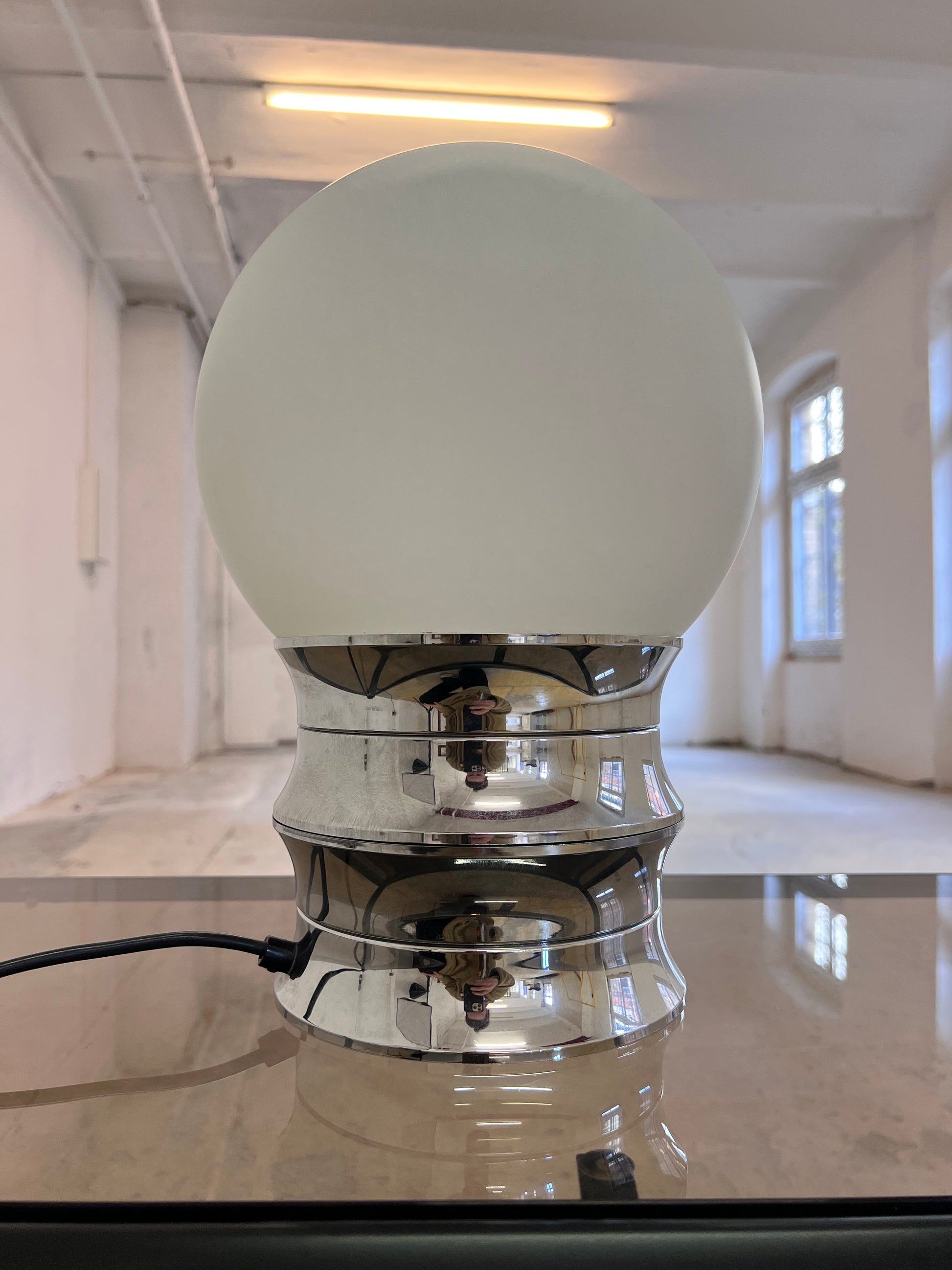 Tischlampe Chrom Opalglas von VEB NARVA