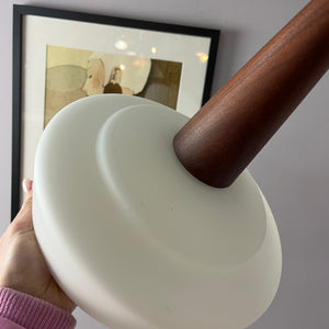 Hängelampe Opalglas Teak