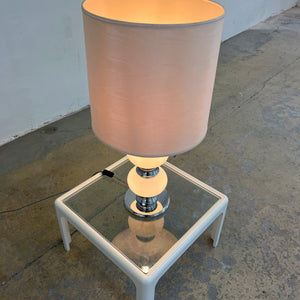 Tischlampe weiß Chrom Glas von Sölken