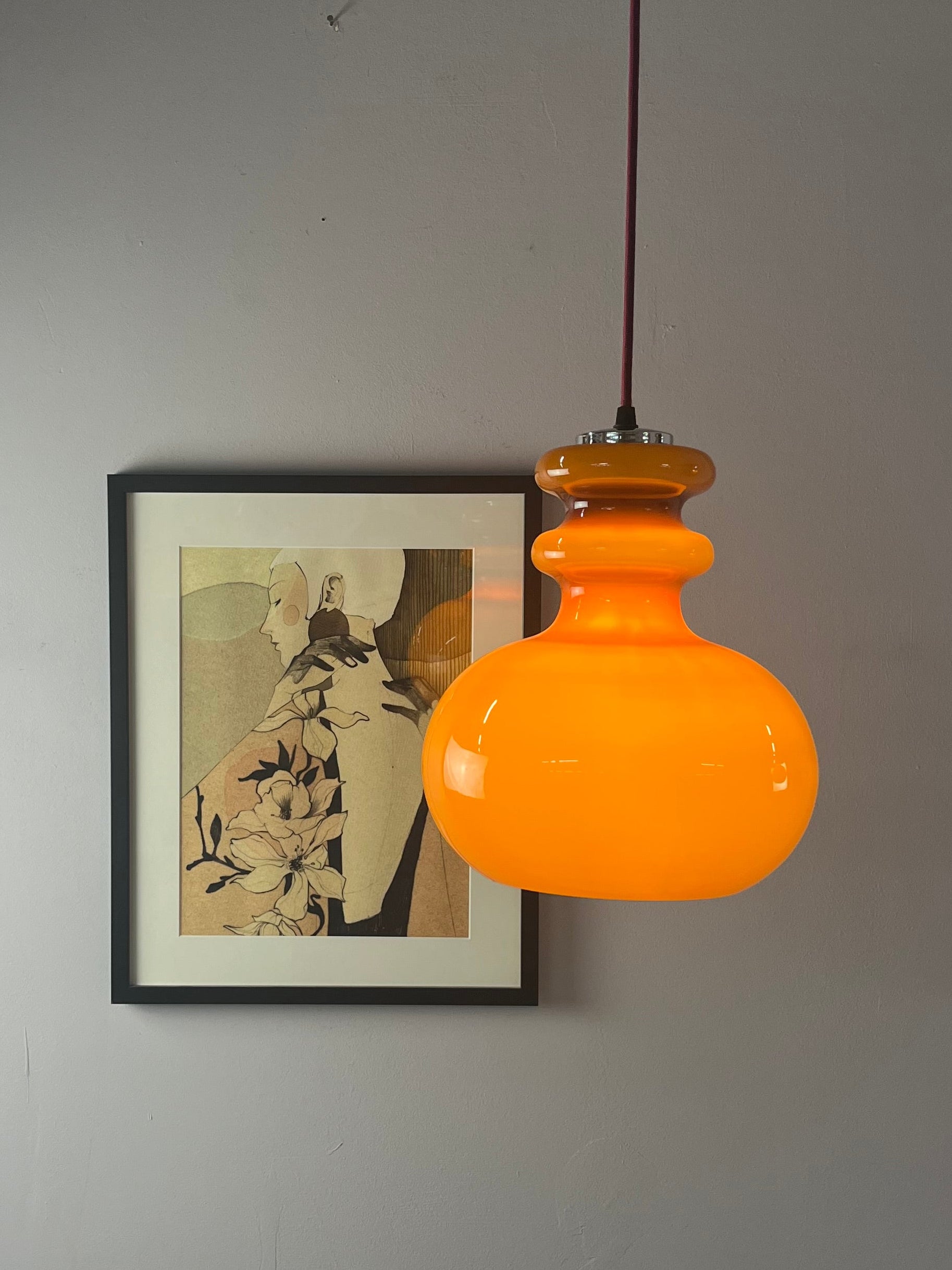 Hängelampe braun orange Glas