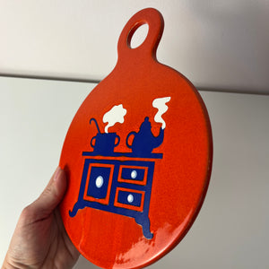 Wanddeko blau rot mit Küchenmotif von Wächtersbach