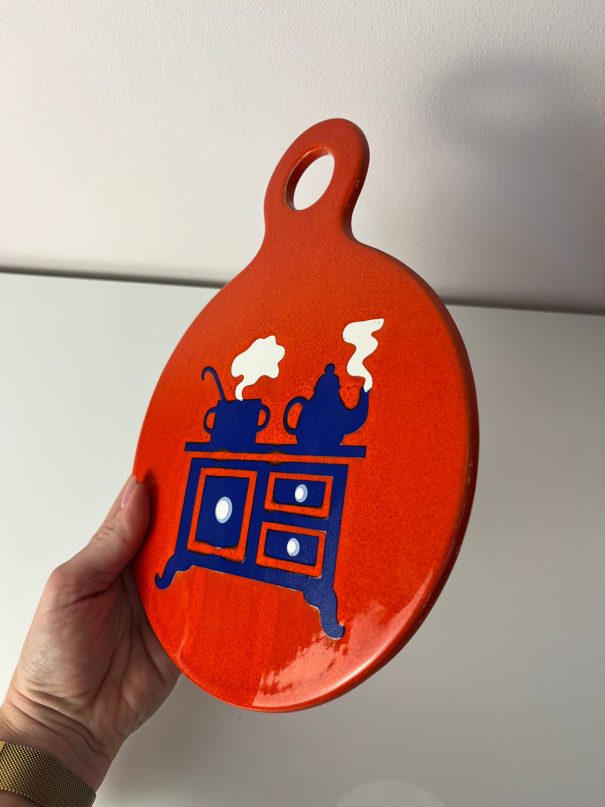 Wanddeko blau rot mit Küchenmotif von Wächtersbach