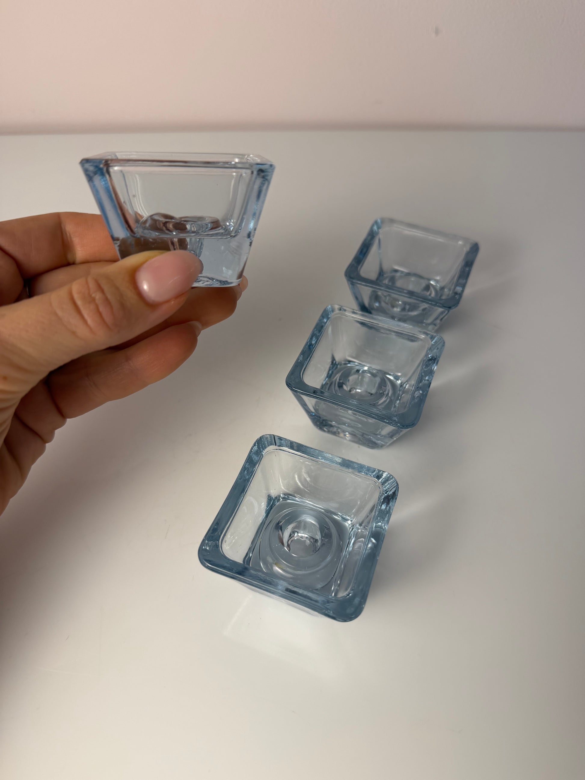 Set: 4x Kerzenständer Serie Skjold Glas von Per Lütken für Holmegaard