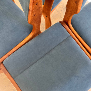 Set: 4x Polsterstuhl blau Teak von Erik Buch für O.D. Møbler