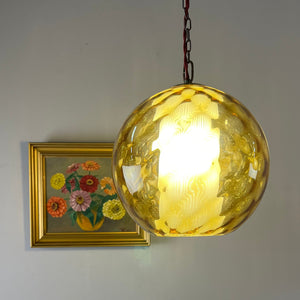 Kugellampe gelb Glas mit Kette aus Dänemark